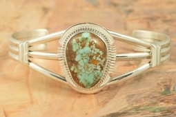 Genuine Pilot Mountain Turquoise Sterling Silver Bracelet